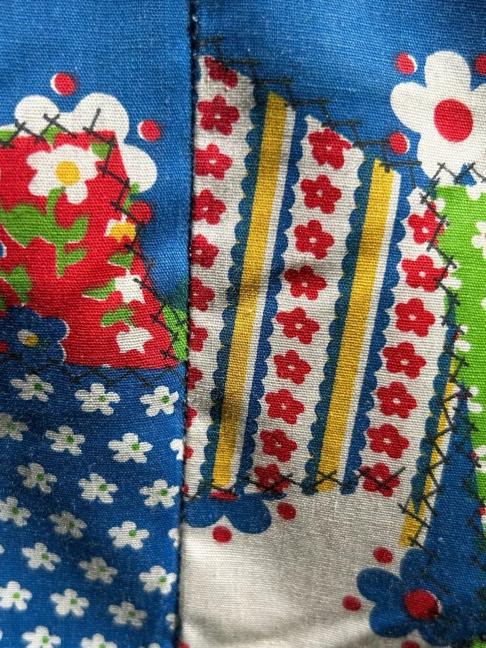 Vintage Quilt Handmade Patchwork Cat Blanket Bedspread Multicolor 82x100 As Is